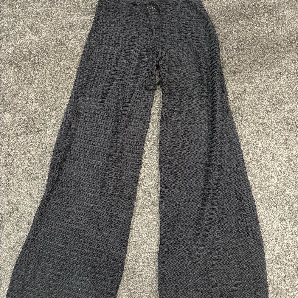Black Wide-Leg Knit Pants - Womens